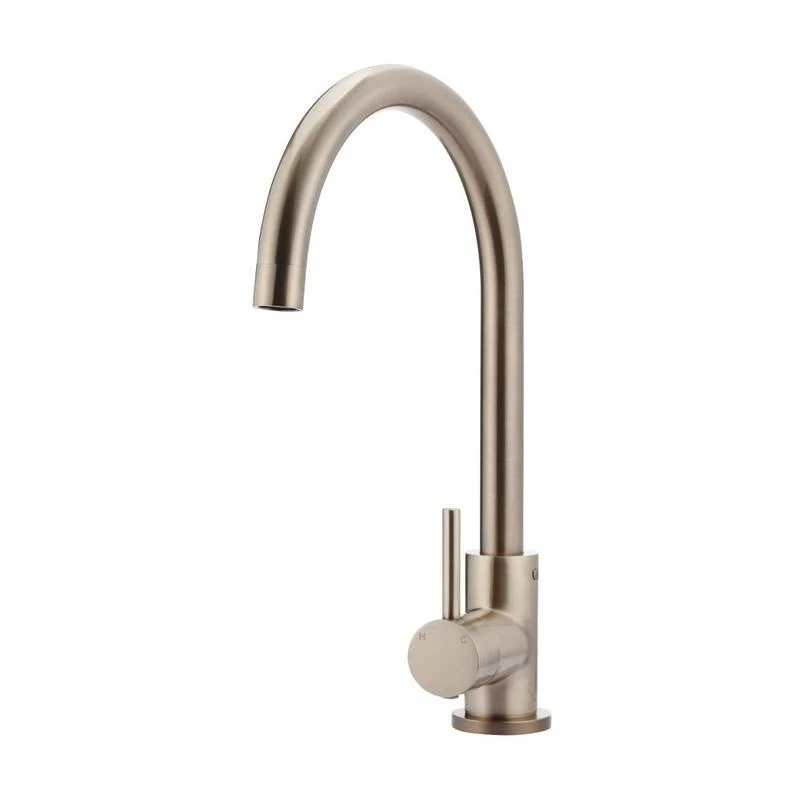 Meir Round Gooseneck Kitchen Sink Mixer Tap - Champagne