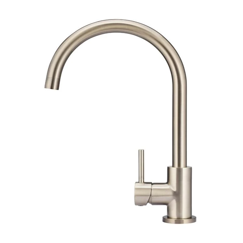 Meir Round Gooseneck Kitchen Sink Mixer Tap - Champagne - Image 2