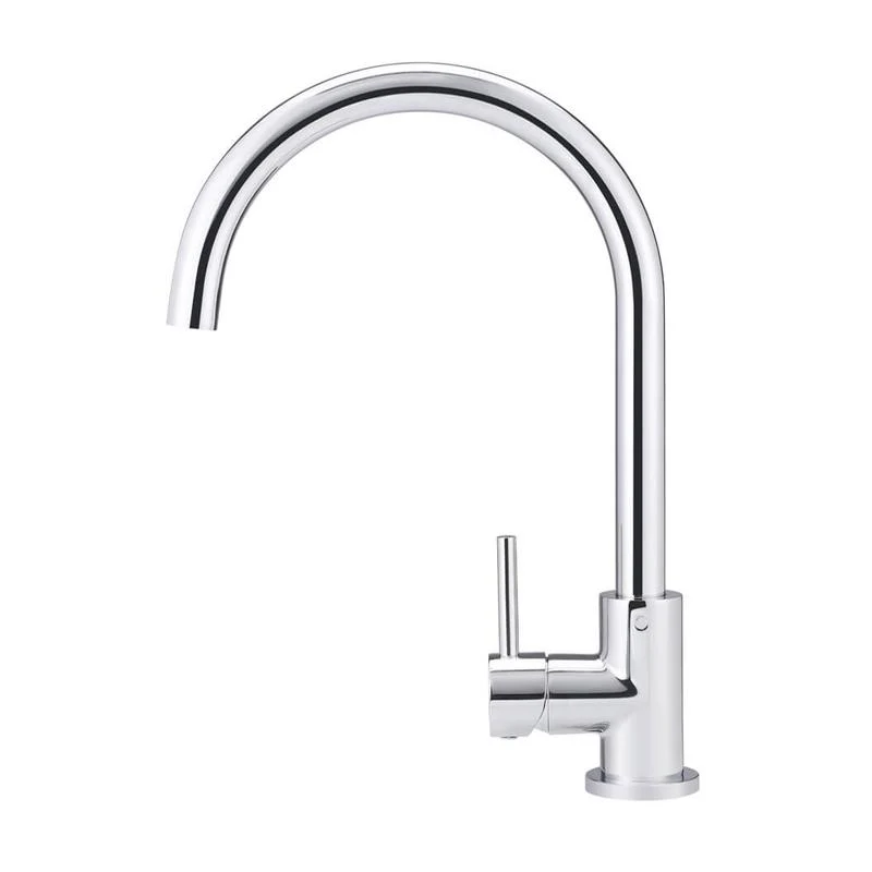 Meir Round Gooseneck Kitchen Sink Mixer Tap - Polished Chrome - Image 2