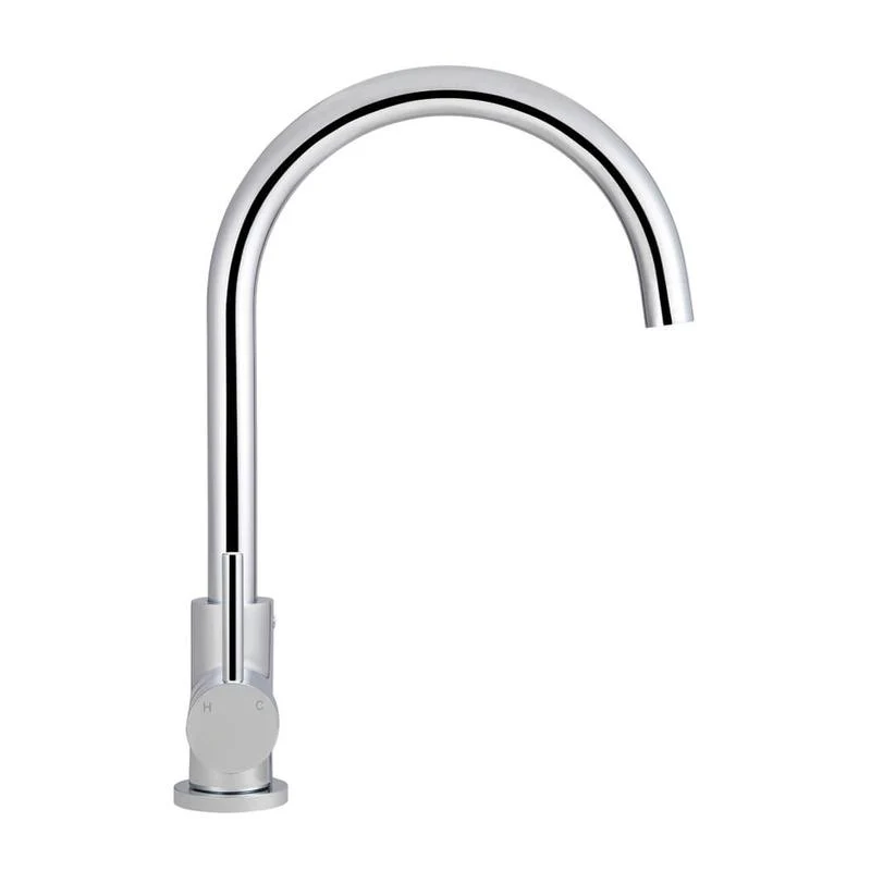 Meir Round Gooseneck Kitchen Sink Mixer Tap - Polished Chrome - Image 3