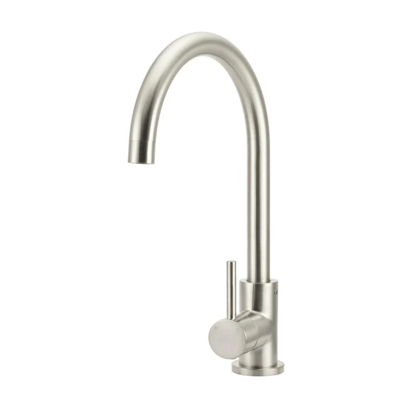 Meir Round Gooseneck Kitchen Sink Mixer Tap - PVD Brushed Nickel