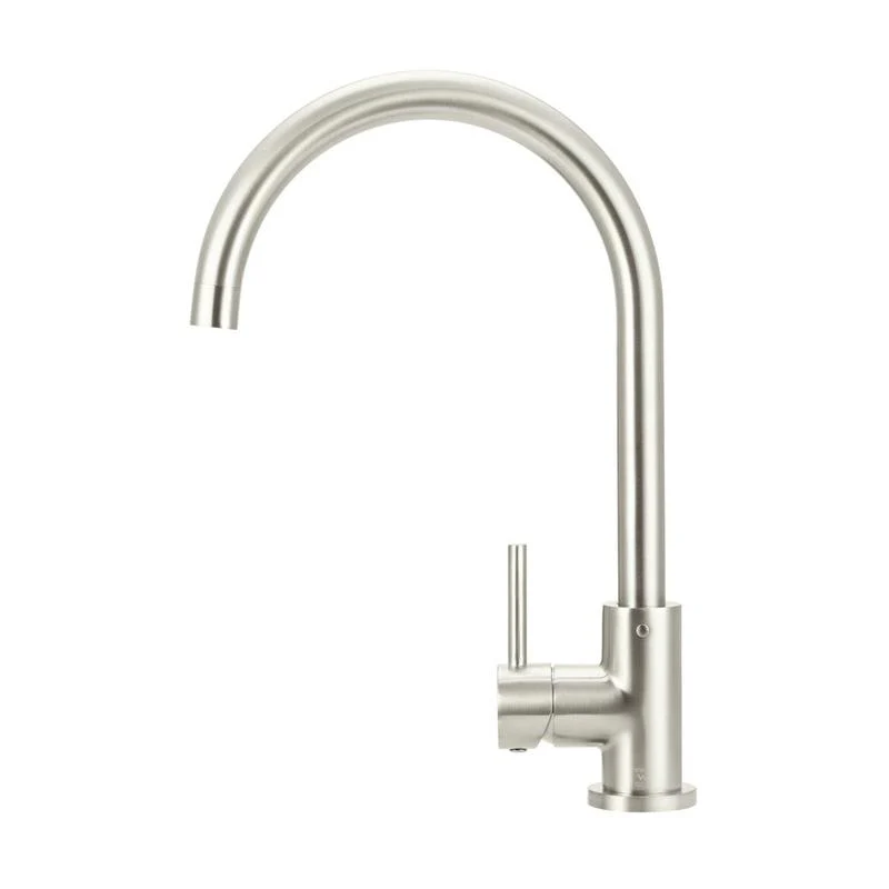 Meir Round Gooseneck Kitchen Sink Mixer Tap - PVD Brushed Nickel - Image 2