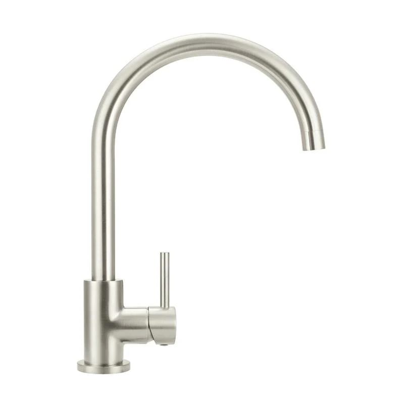 Meir Round Gooseneck Kitchen Sink Mixer Tap - PVD Brushed Nickel - Image 3