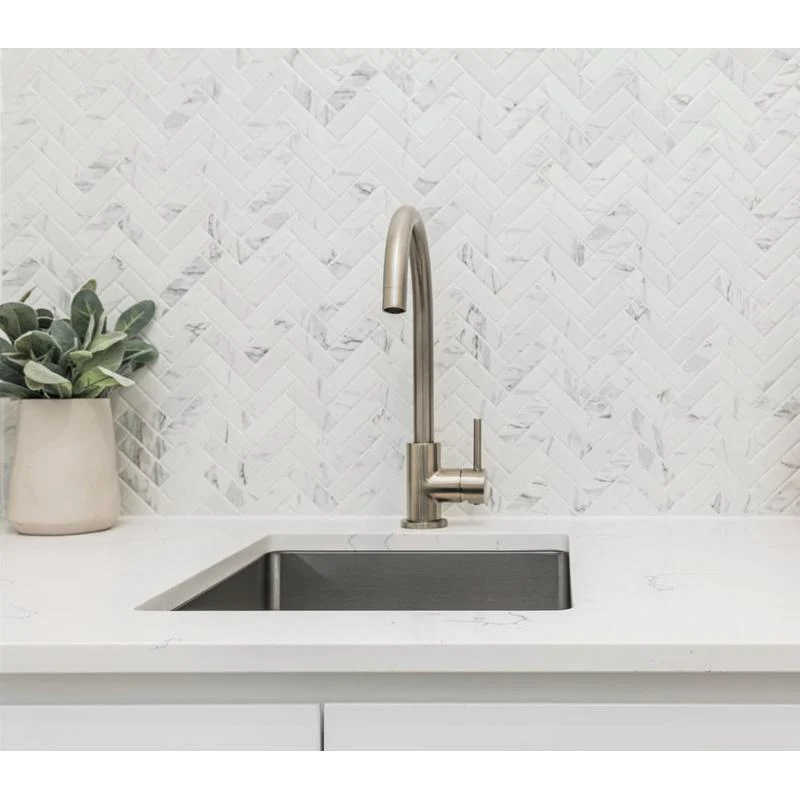 Meir Round Gooseneck Kitchen Sink Mixer Tap - PVD Brushed Nickel - Image 5
