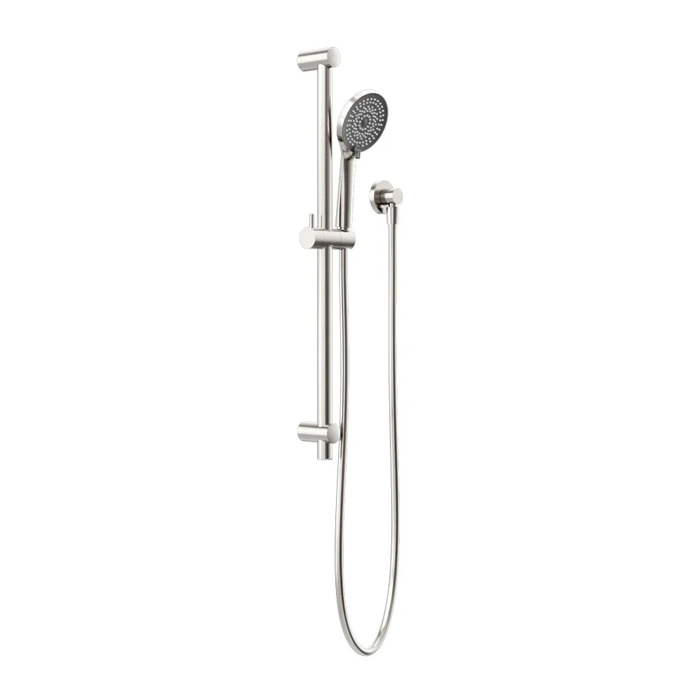 Nero Round Metal Project Rail Shower - Brushed Nickel