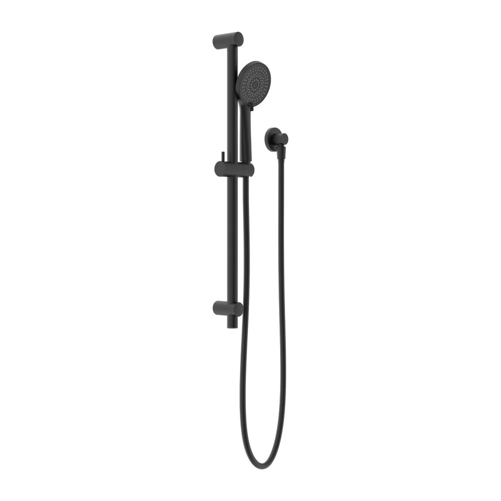 Nero Round Metal Project Rail Shower - Black Matte
