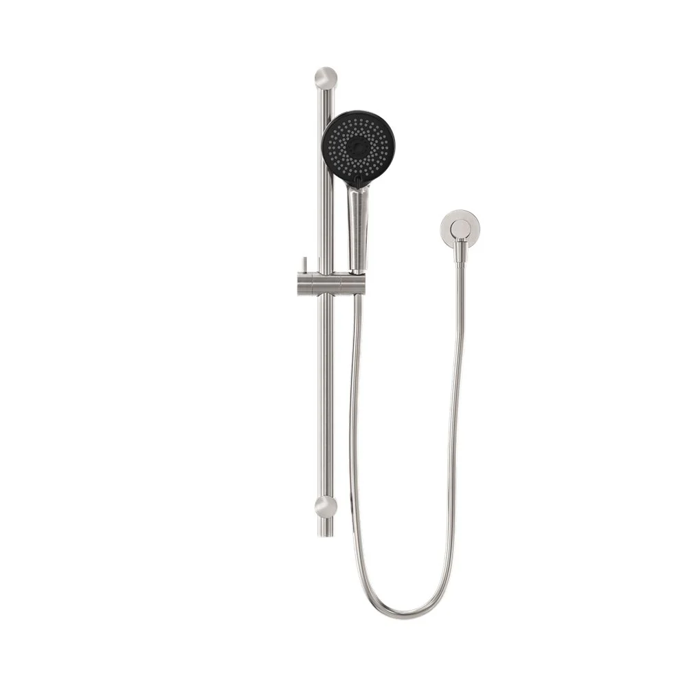 Nero Round Metal Project Shower Rail - Brushed Nickel - Image 2