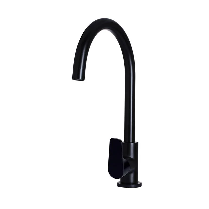Meir Round Gooseneck Kitchen Sink Mixer Tap with Paddle Handle - Black Matte