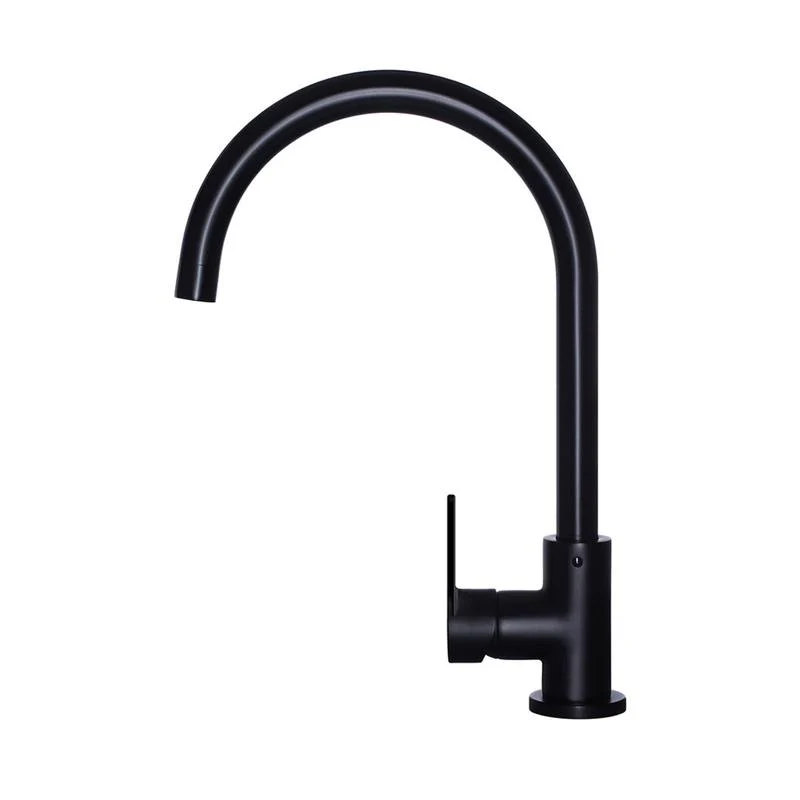 Meir Round Gooseneck Kitchen Sink Mixer Tap with Paddle Handle - Black Matte - Image 2