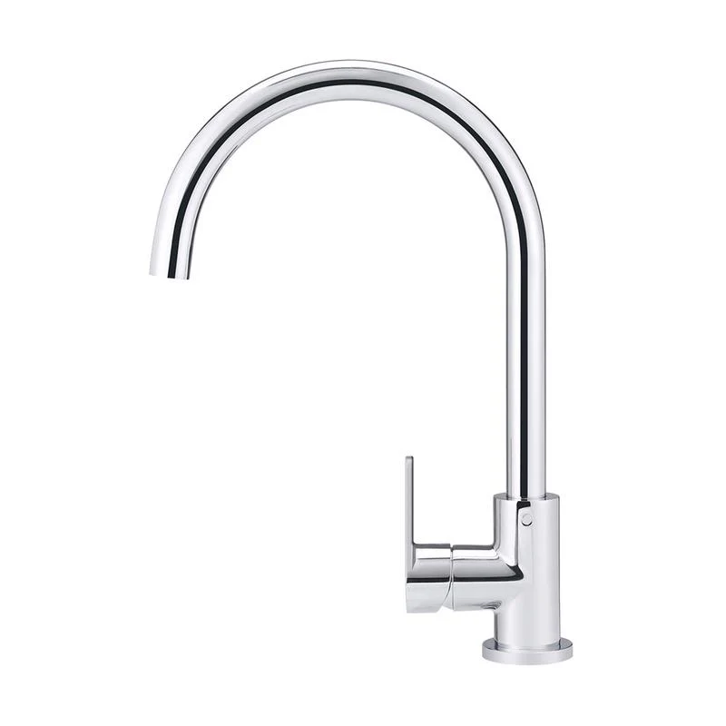 Meir Round Gooseneck Kitchen Sink Mixer Tap with Paddle Handle - Polished Chrome - Image 2