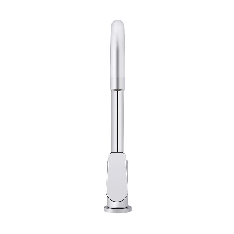Meir Round Gooseneck Kitchen Sink Mixer Tap with Paddle Handle - Polished Chrome - Image 3