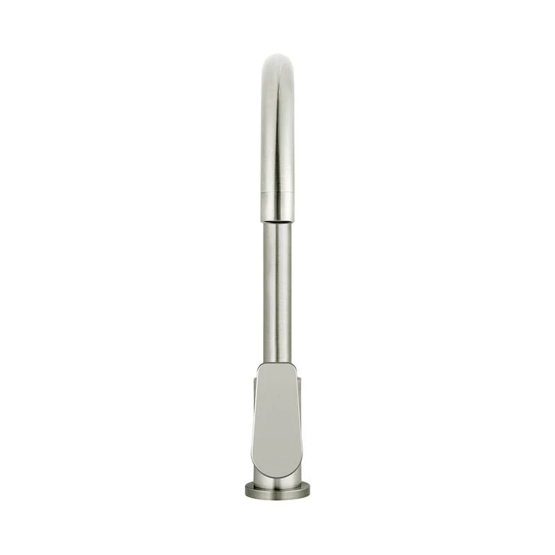 Meir Round Gooseneck Kitchen Sink Mixer Tap with Paddle Handle - PVD Brushed Nickel - Image 3
