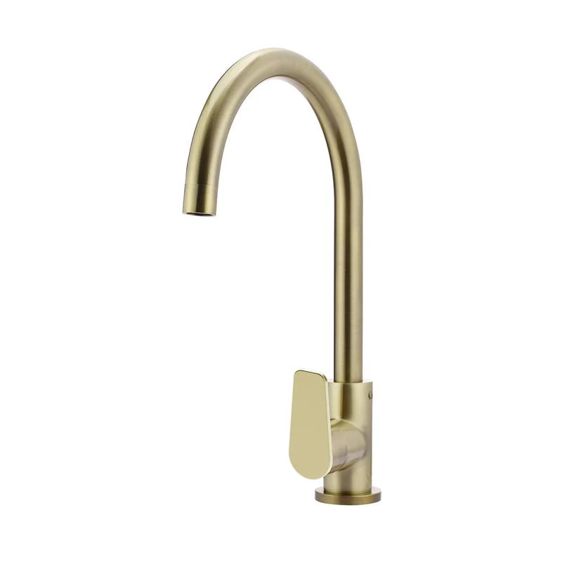 Meir Round Gooseneck Kitchen Sink Mixer Tap with Paddle Handle - PVD Tiger Bronze