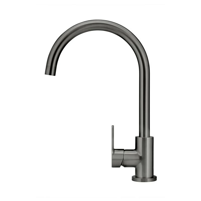 Meir Round Gooseneck Kitchen Sink Mixer Tap with Paddle Handle - Shadow Gun Metal - Image 2