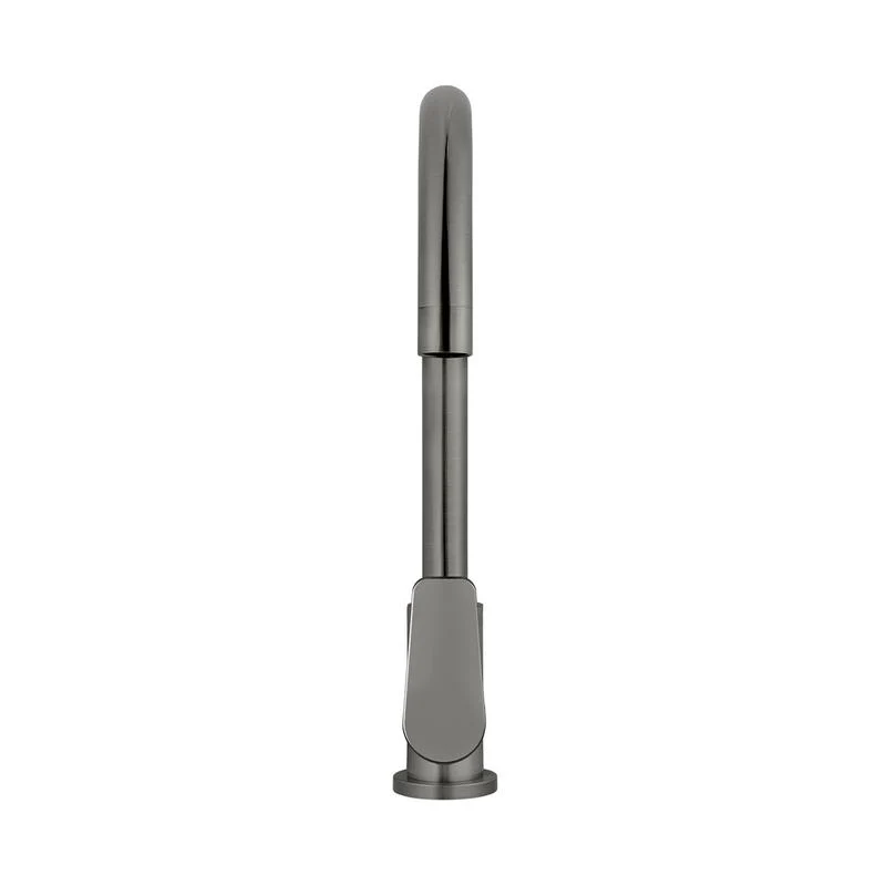 Meir Round Gooseneck Kitchen Sink Mixer Tap with Paddle Handle - Shadow Gun Metal - Image 3