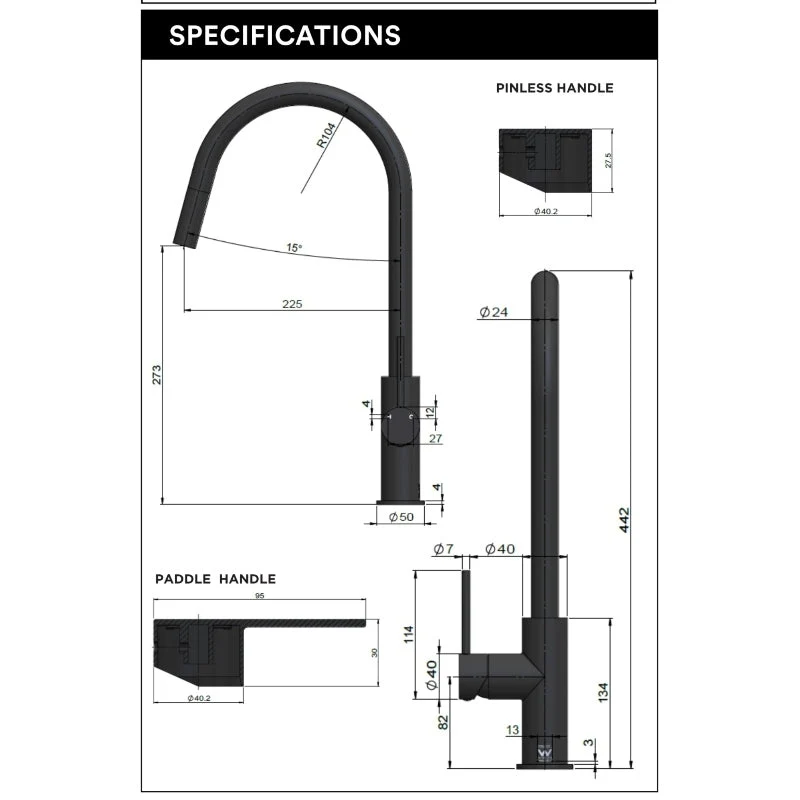 Meir Round Paddle Piccola Pull Out Kitchen Sink Mixer Tap - Champagne - Image 7
