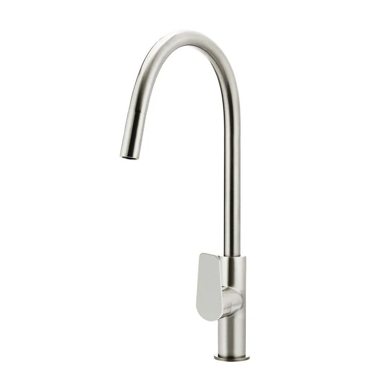 Meir Round Paddle Piccola Pull Out Kitchen Sink Mixer Tap - PVD Brushed Nickel