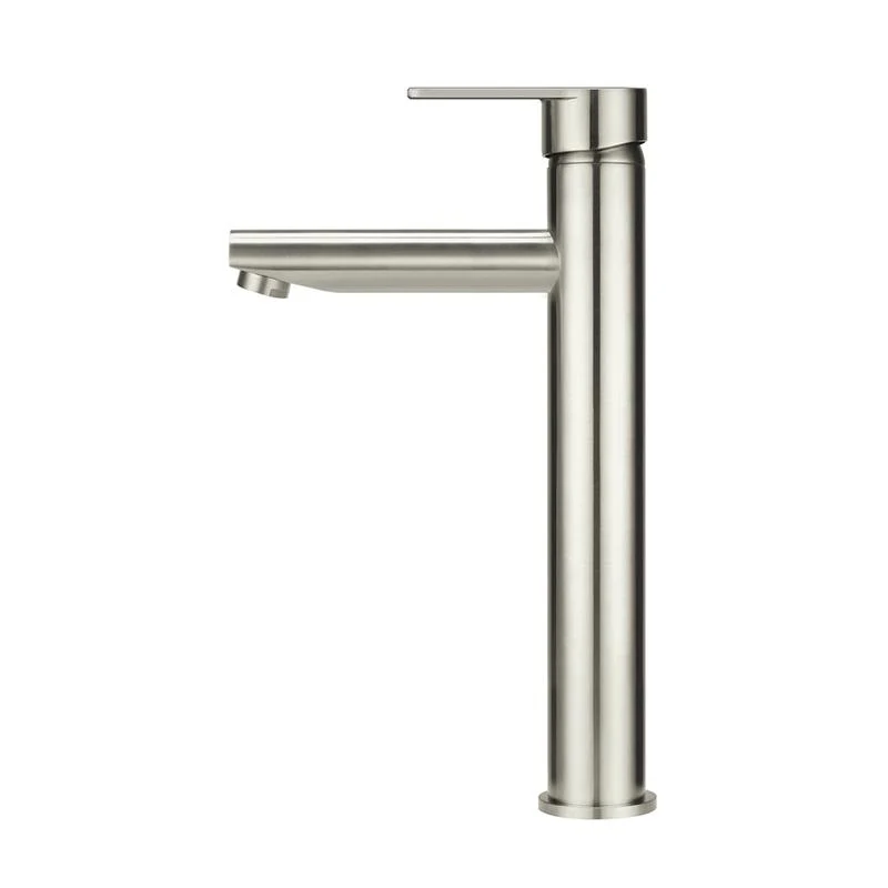 Meir Round Paddle Tall Basin Mixer Tap - PVD Brushed Nickel - Image 2