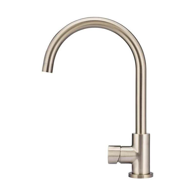 Meir Round Gooseneck Kitchen Sink Mixer Tap with Pinless Handle - Champagne - Image 2