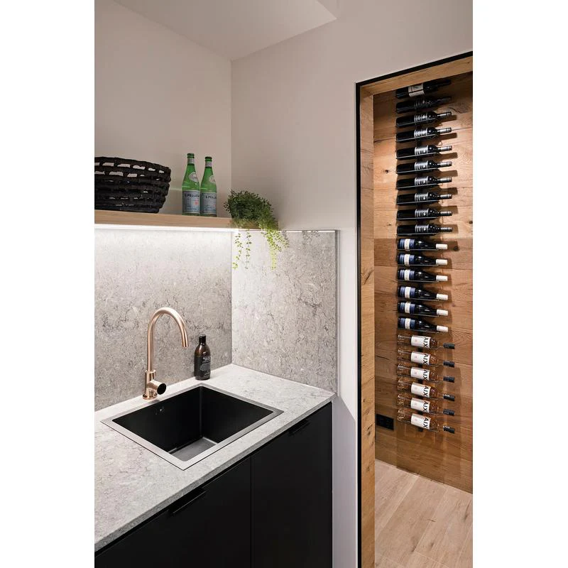 Meir Round Gooseneck Kitchen Sink Mixer Tap with Pinless Handle - Champagne - Image 5