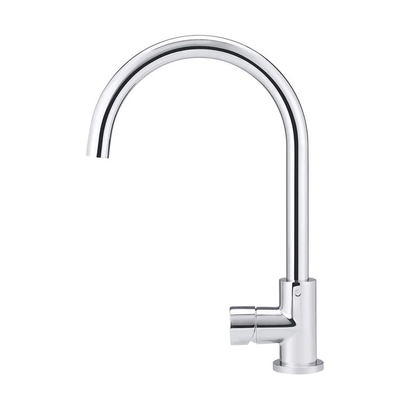 Meir Round Gooseneck Kitchen Sink Mixer Tap with Pinless Handle - Polished Chrome - Image 2