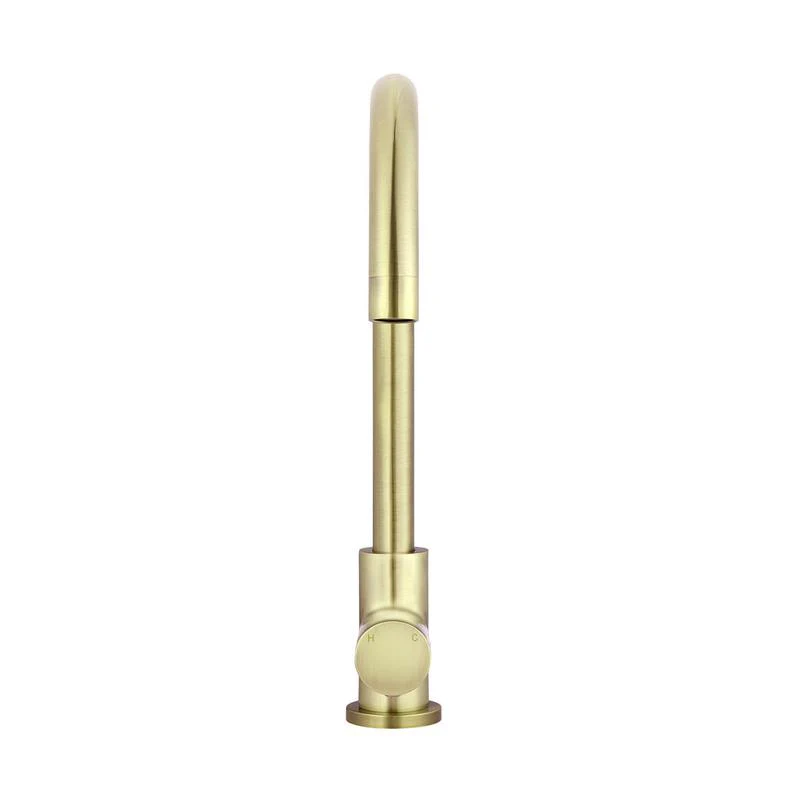 Meir Round Gooseneck Kitchen Sink Mixer Tap with Pinless Handle - PVD Tiger Bronze - Image 3