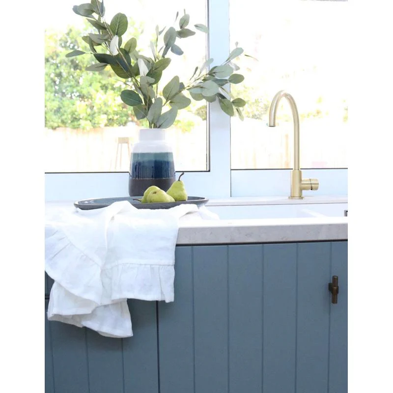 Meir Round Gooseneck Kitchen Sink Mixer Tap with Pinless Handle - PVD Tiger Bronze - Image 4