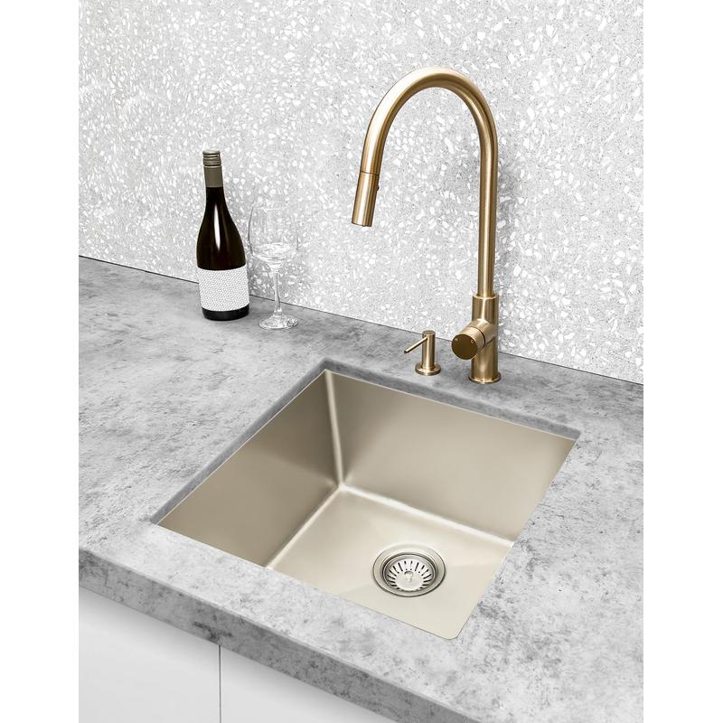 Meir Round Pinless Piccola Pull Out Kitchen Sink Mixer Tap - Champagne - Image 5