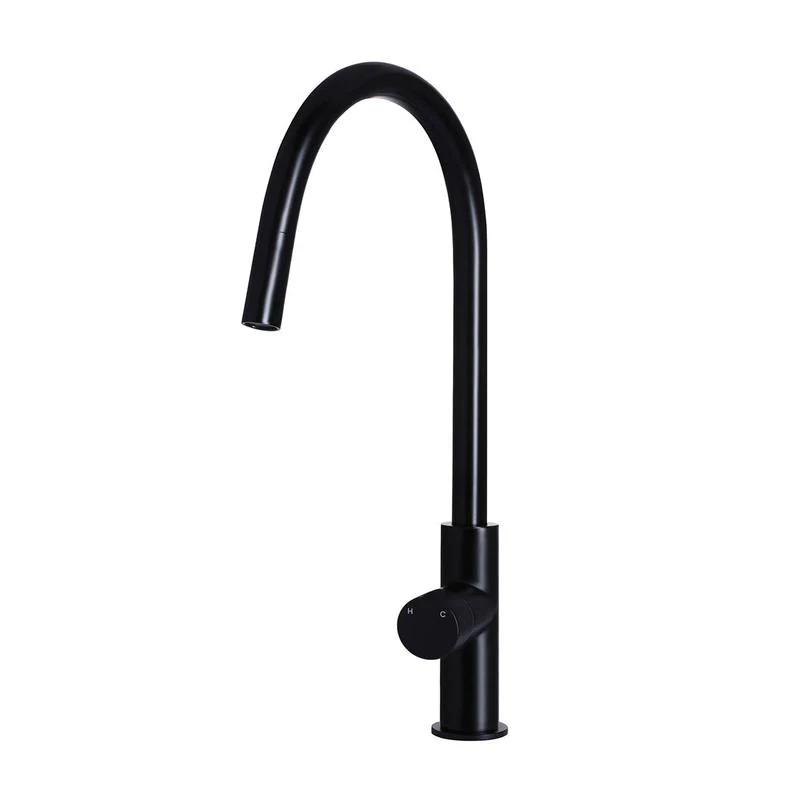 Meir Round Pinless Piccola Pull Out Kitchen Sink Mixer Tap - Black Matte