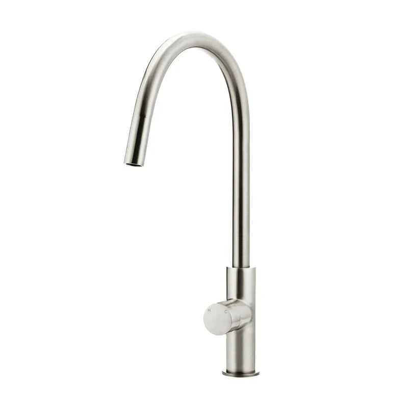Meir Round Pinless Piccola Pull Out Kitchen Sink Mixer Tap - PVD Brushed Nickel