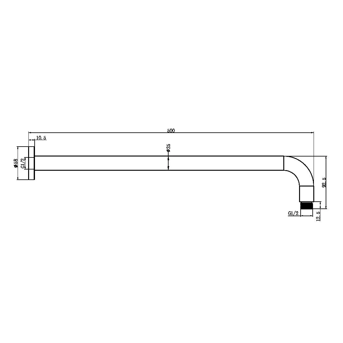 Nero Round Shower Arm Length - Chrome - Image 3