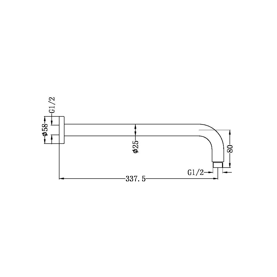 Nero Round Shower Arm 330mm Length - Graphite - Image 2