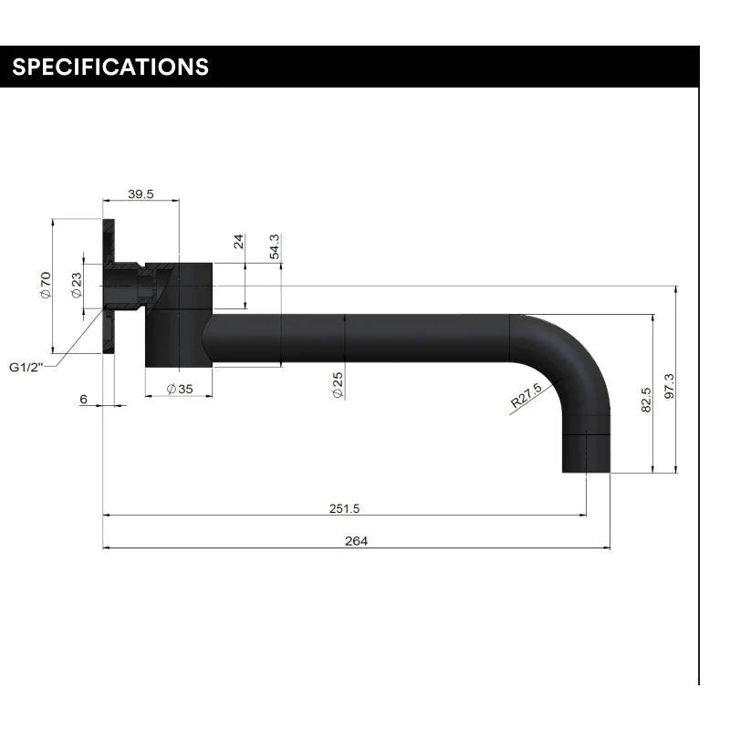 Meir Round Swivel Wall Spout - Polished Chrome - Image 4