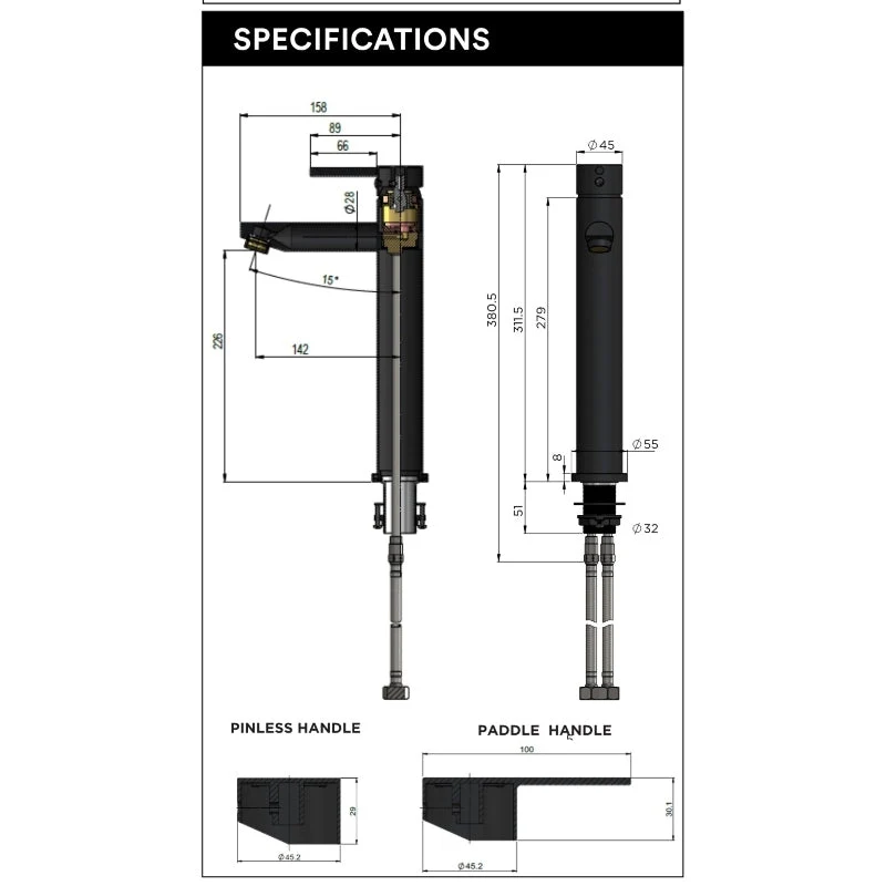 Meir Round Tall Basin Mixer Tap - Black Matte - Image 9