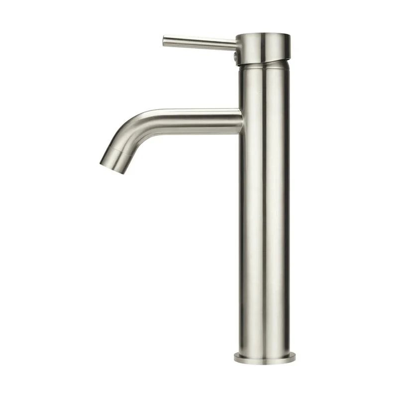 Meir Round Tall Curved Basin Mixer Tap - PVD Brushed Nickel - Image 2