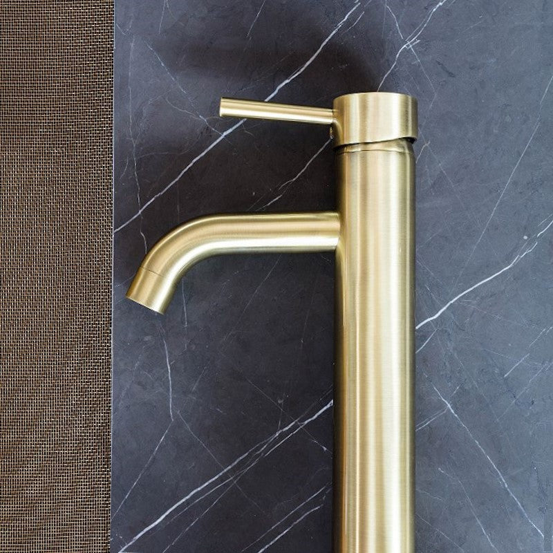 Meir Round Tall Curved Basin Mixer Tap - PVD Tiger Bronze - Image 5