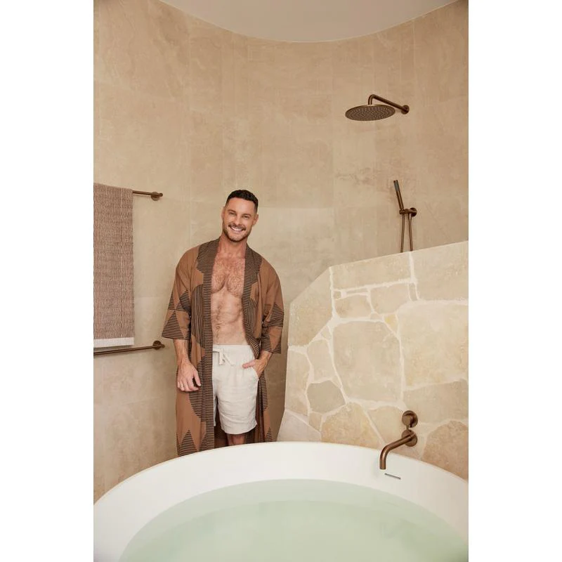 Meir Round Wall Shower Curved Arm 400mm - Lustre Bronze - Image 3