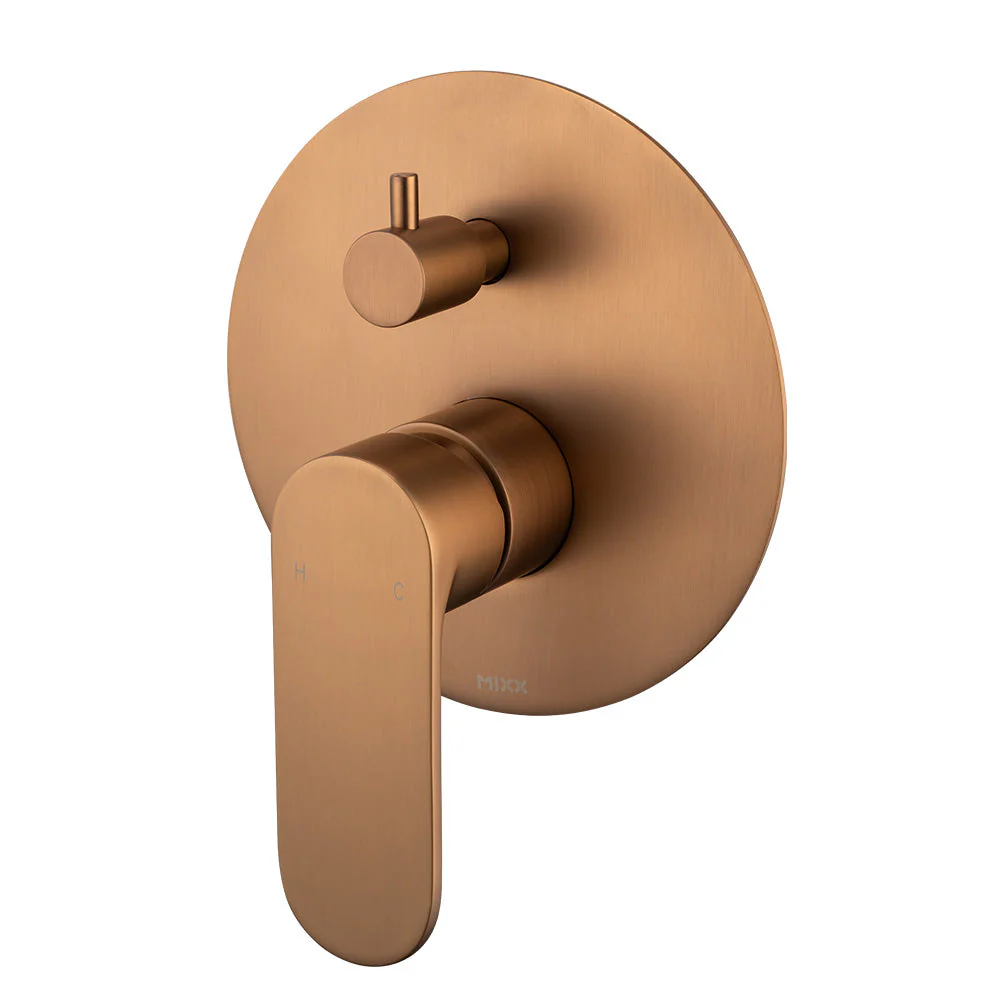 Mixx Saffron Shower Diverter Mixer - Brushed Bronze