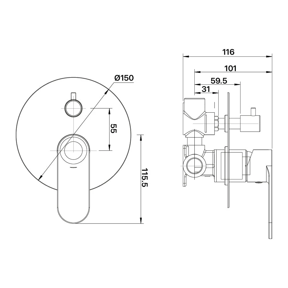Mixx Saffron Shower Diverter Mixer - Brushed Bronze - Image 2