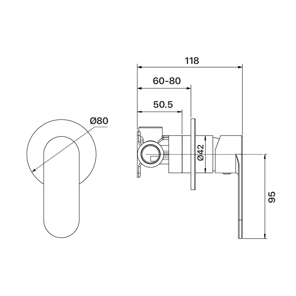 Mixx Saffron Shower Mixer (80mm Backplate) - Brushed Bronze - Image 2