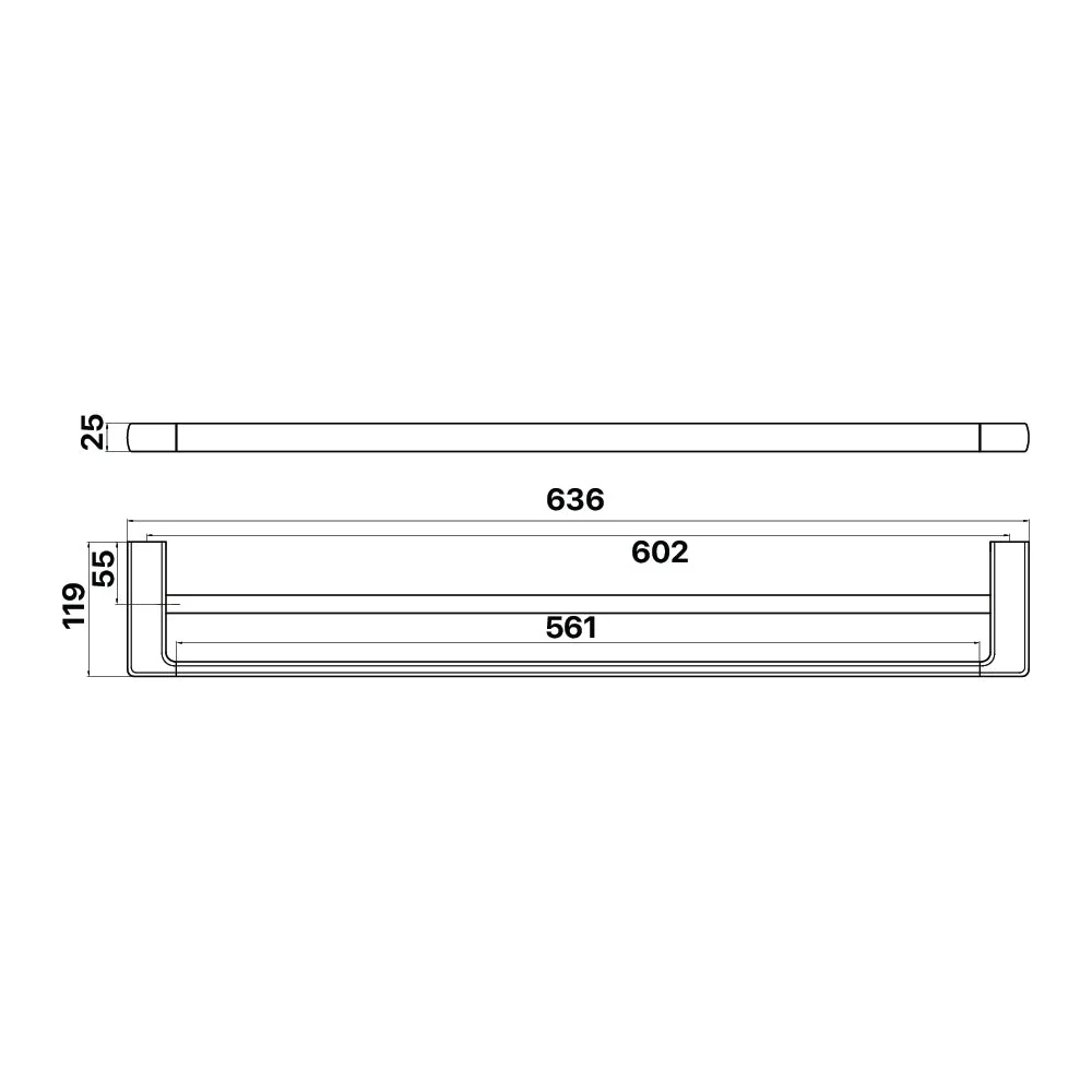 Mixx Sandalwood Double Towel Rail 600mm - Gun Metal - Image 2