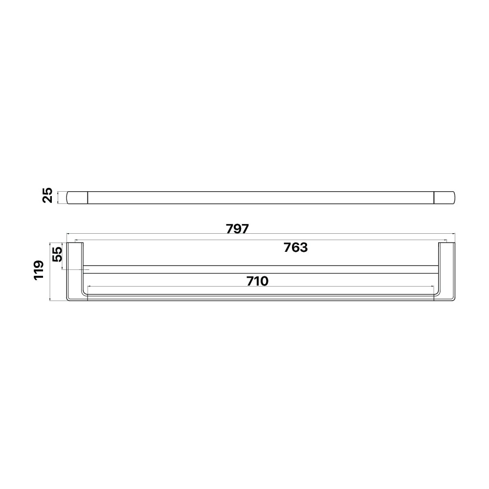Mixx Sandalwood Double Towel Rail 800mm - Brushed Bronze - Image 2