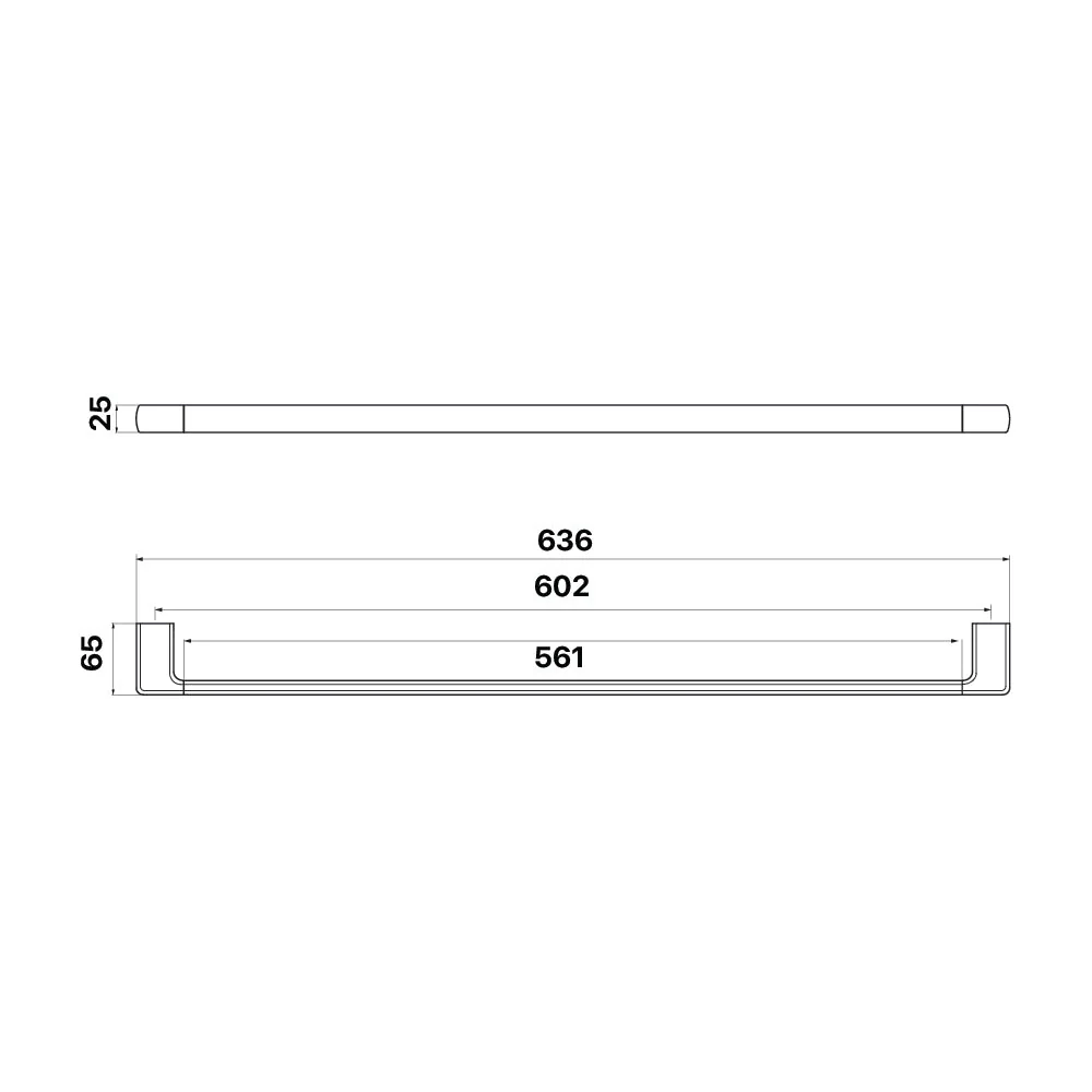 Mixx Sandalwood Single Towel Rail 600mm - Brushed Nickel - Image 2