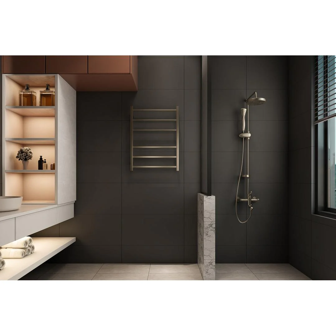 Linsol Spirit 6 Bar Heated Towel Rail - Brushed Nickel - Image 3