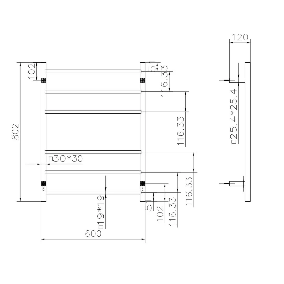 Linsol Spirit 6 Bar Non Heated Towel Rail - Chrome - Image 3