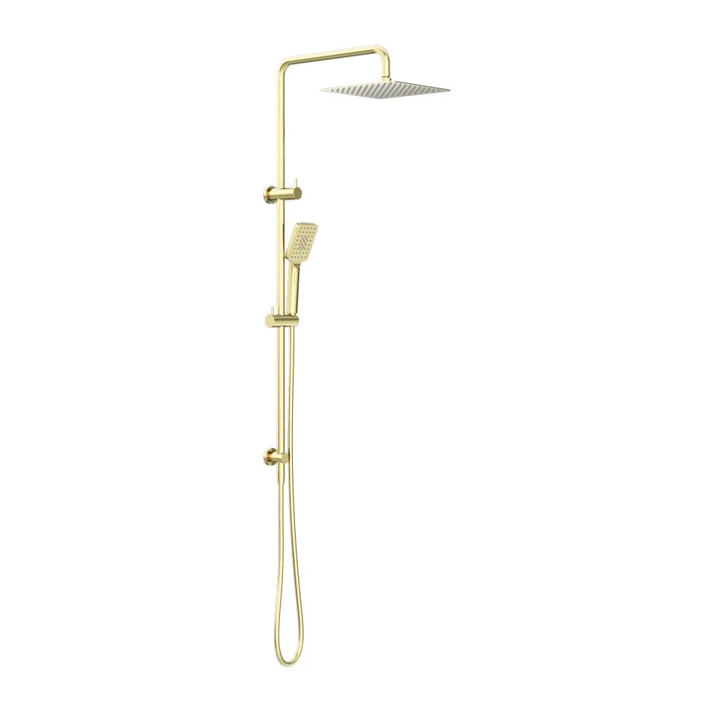 Nero Square Project Twin Shower - Brushed Gold