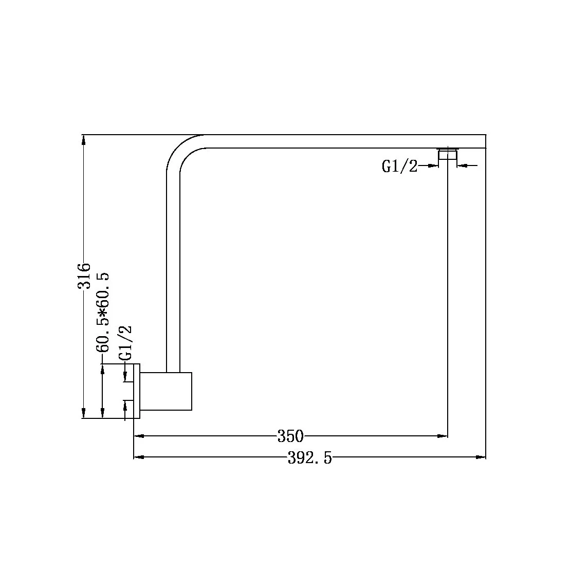 Nero Square Swivel Shower Arm - Gun Metal - Image 2