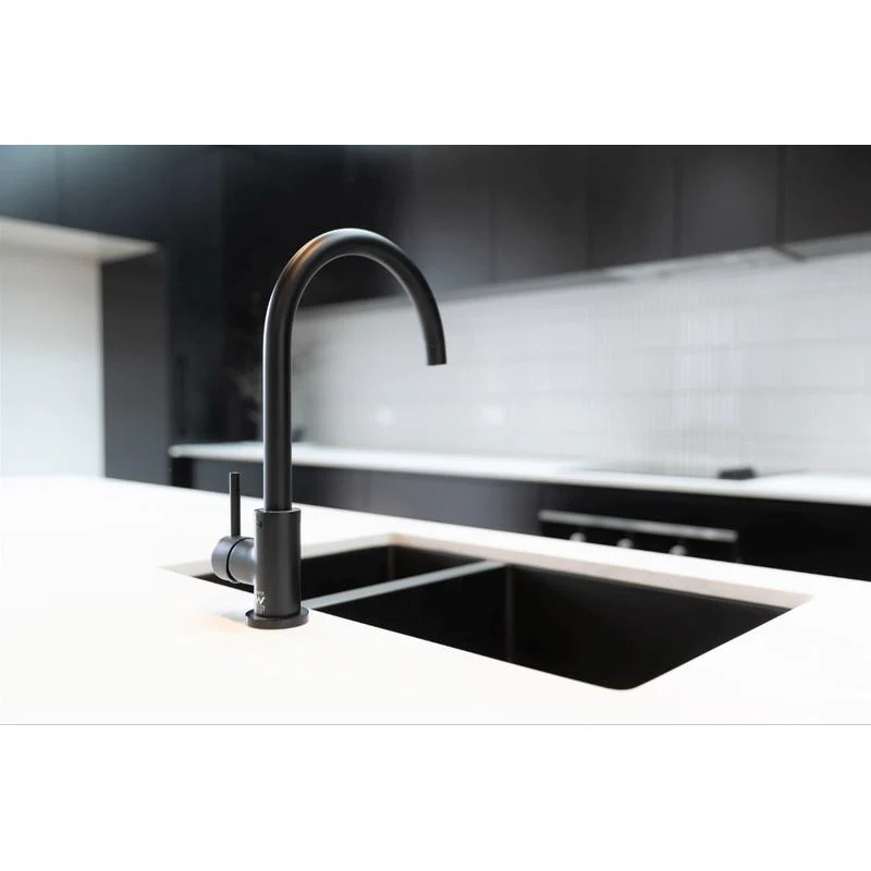 Meir Lavello Kitchen Sink One and Half Bowl 670 x 440 - Gun Metal Black - Image 3