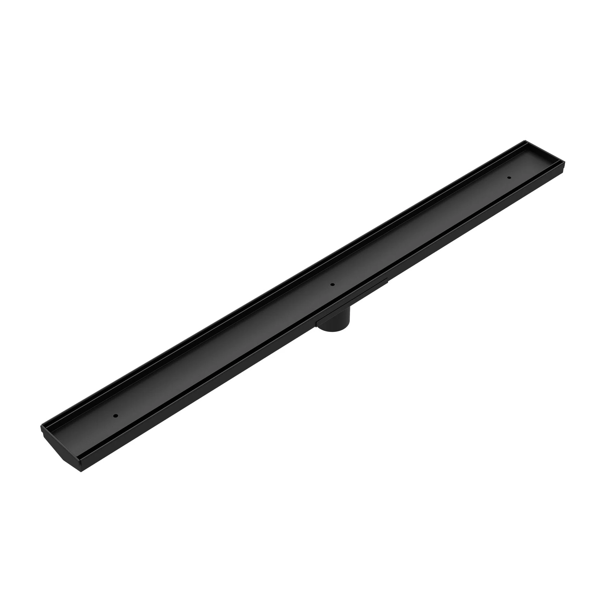 Nero Tile Insert V Channel Floor Grate 50mm Outlet With Hole Saw - Black Matte