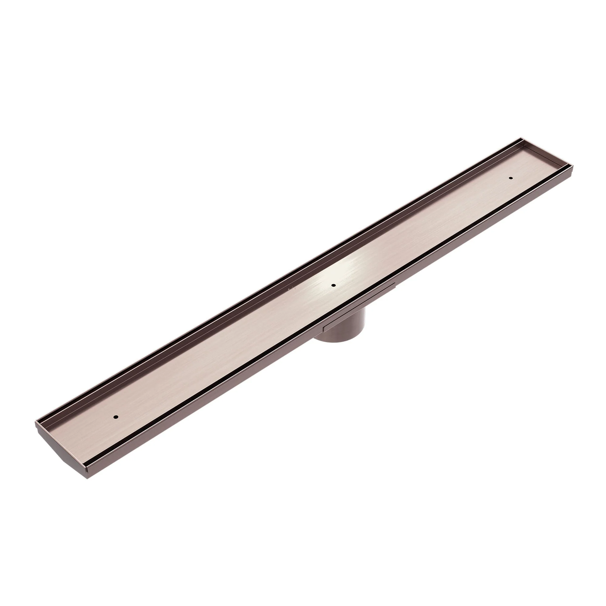 Nero Tile Insert V Channel Floor Grate 89mm Outlet With Hole Saw - Brushed Bronze